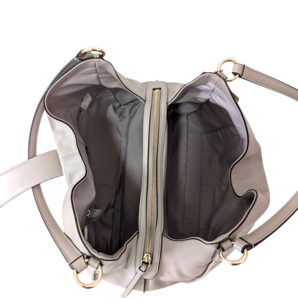 Brand New Coach Carlyle Smooth Leather Shoulder Bag Gray Birch 14” L x 11” H x - Picture 11 of 14